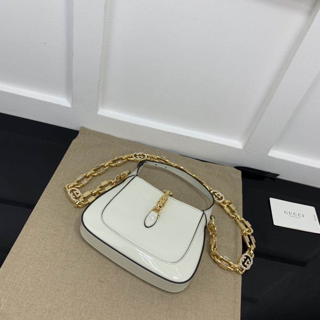 Gucci Jackie 1961 Mini Shoulder Bag White Patent Leather