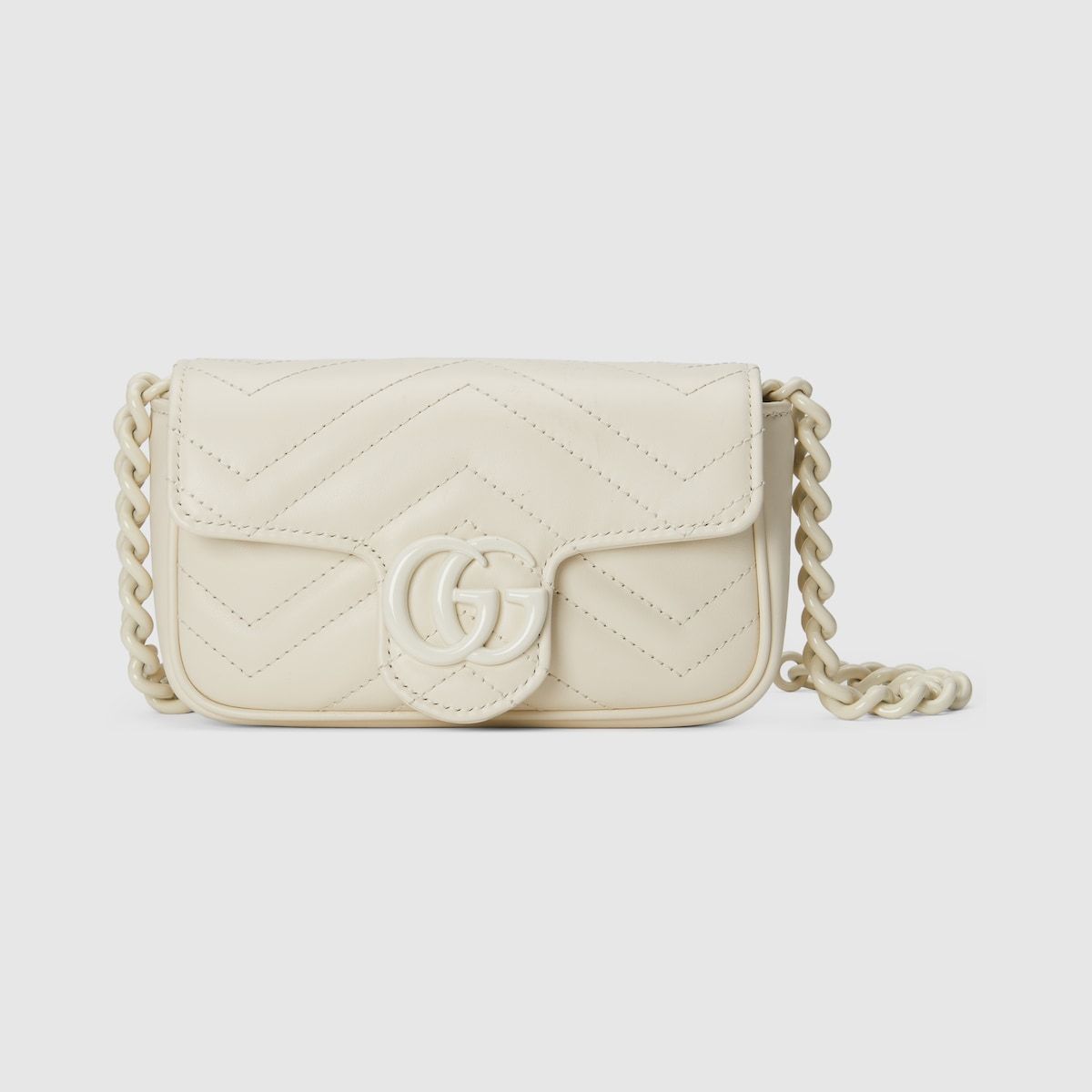 Gucci Gg Marmont Belt Bag White Leather