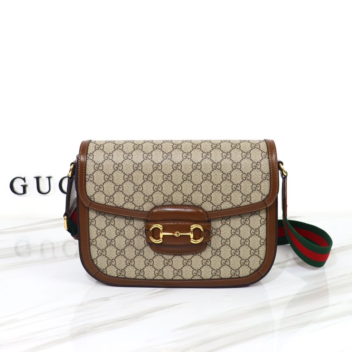 Gucci Horsebit 1955 Crossbody Bag Beige And Ebony Supreme