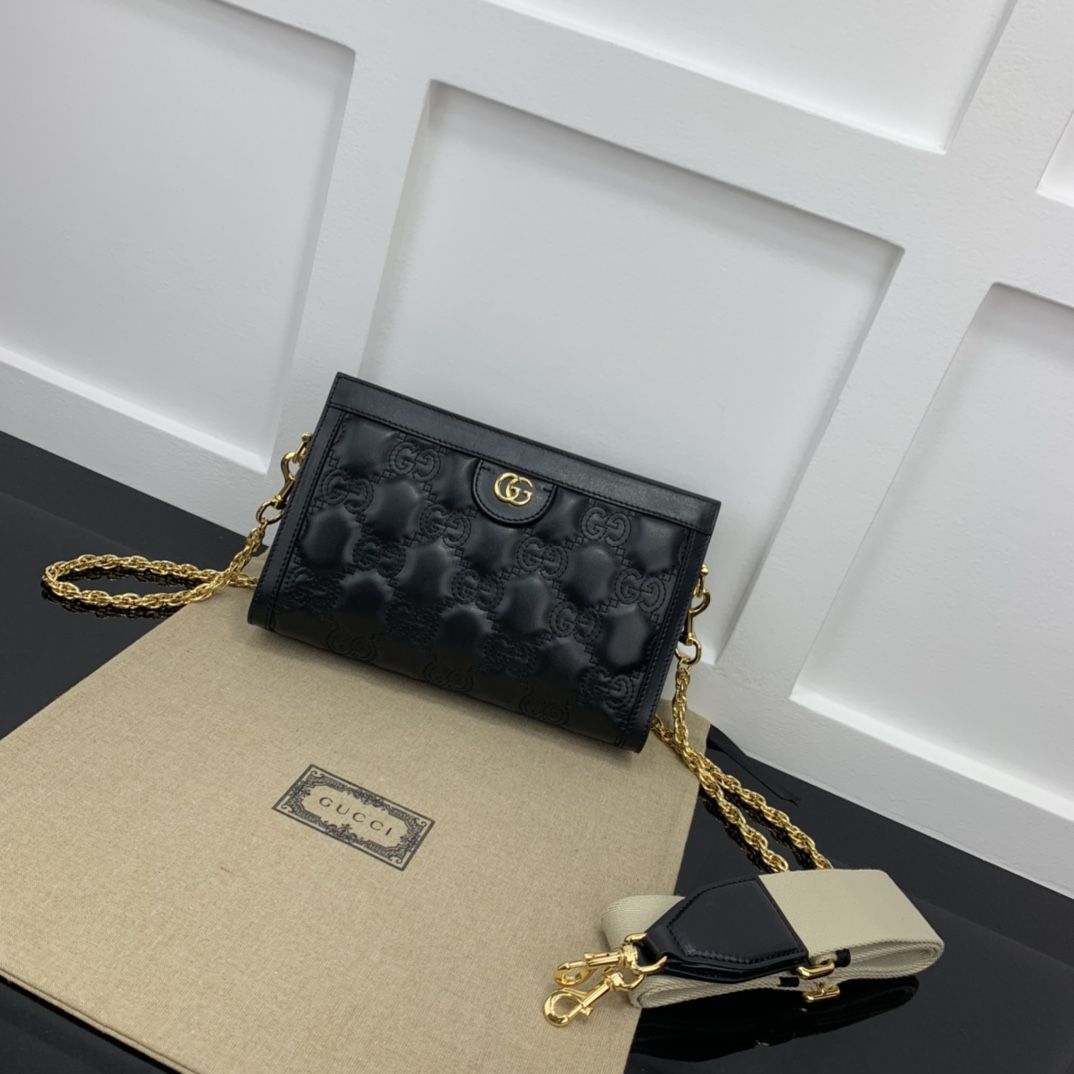 Gucci Gg Matelassé Small Bag Black Leather