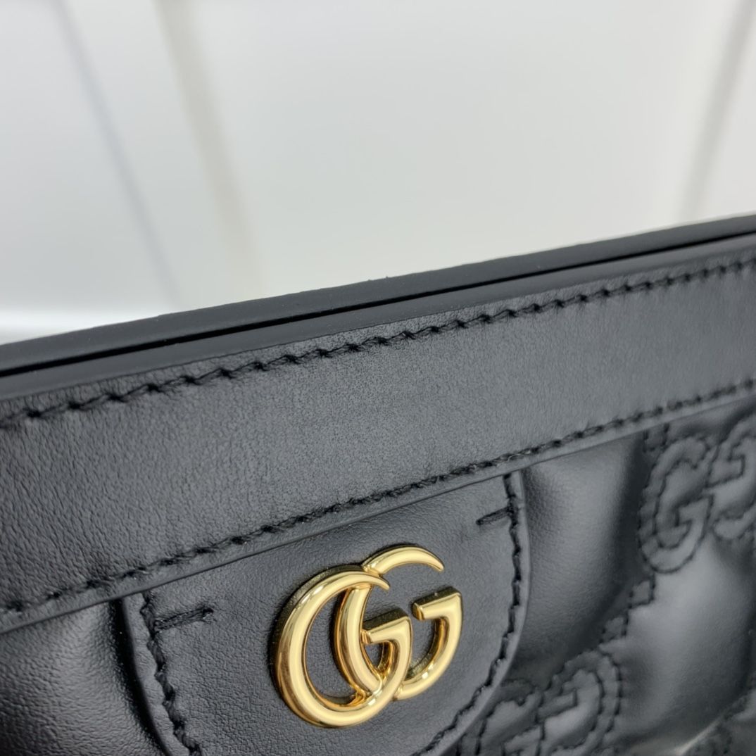 Gucci Gg Matelassé Small Bag Black Leather