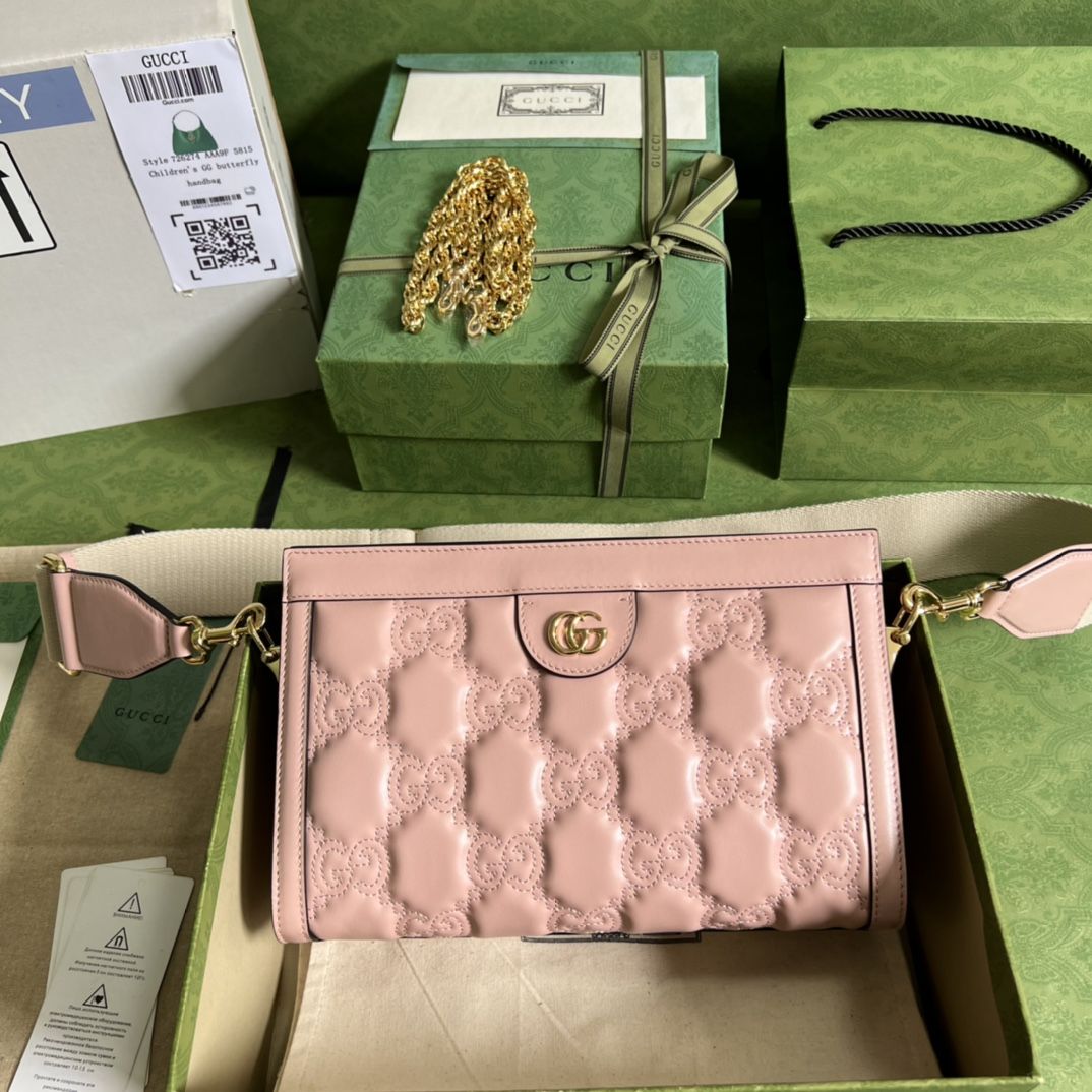 Gucci Gg Matelassé Small Bag Pink Leather