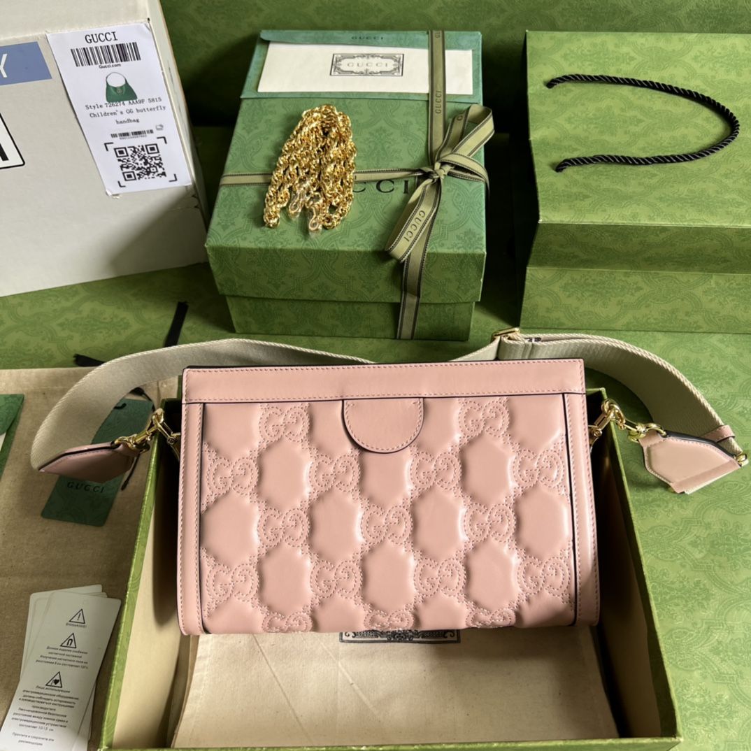 Gucci Gg Matelassé Small Bag Pink Leather