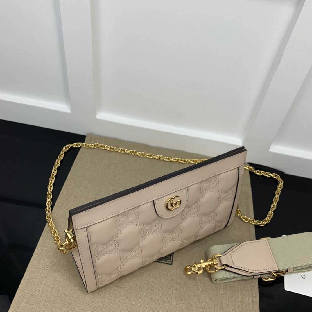 Gucci Gg Matelassé Small Bag Rose Beige Leather