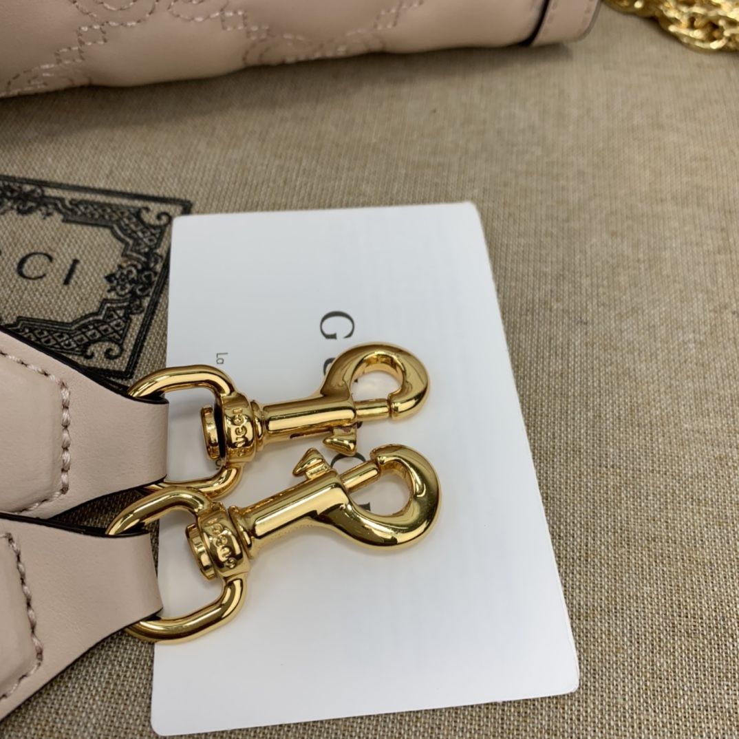 Gucci Gg Matelassé Small Bag Rose Beige Leather