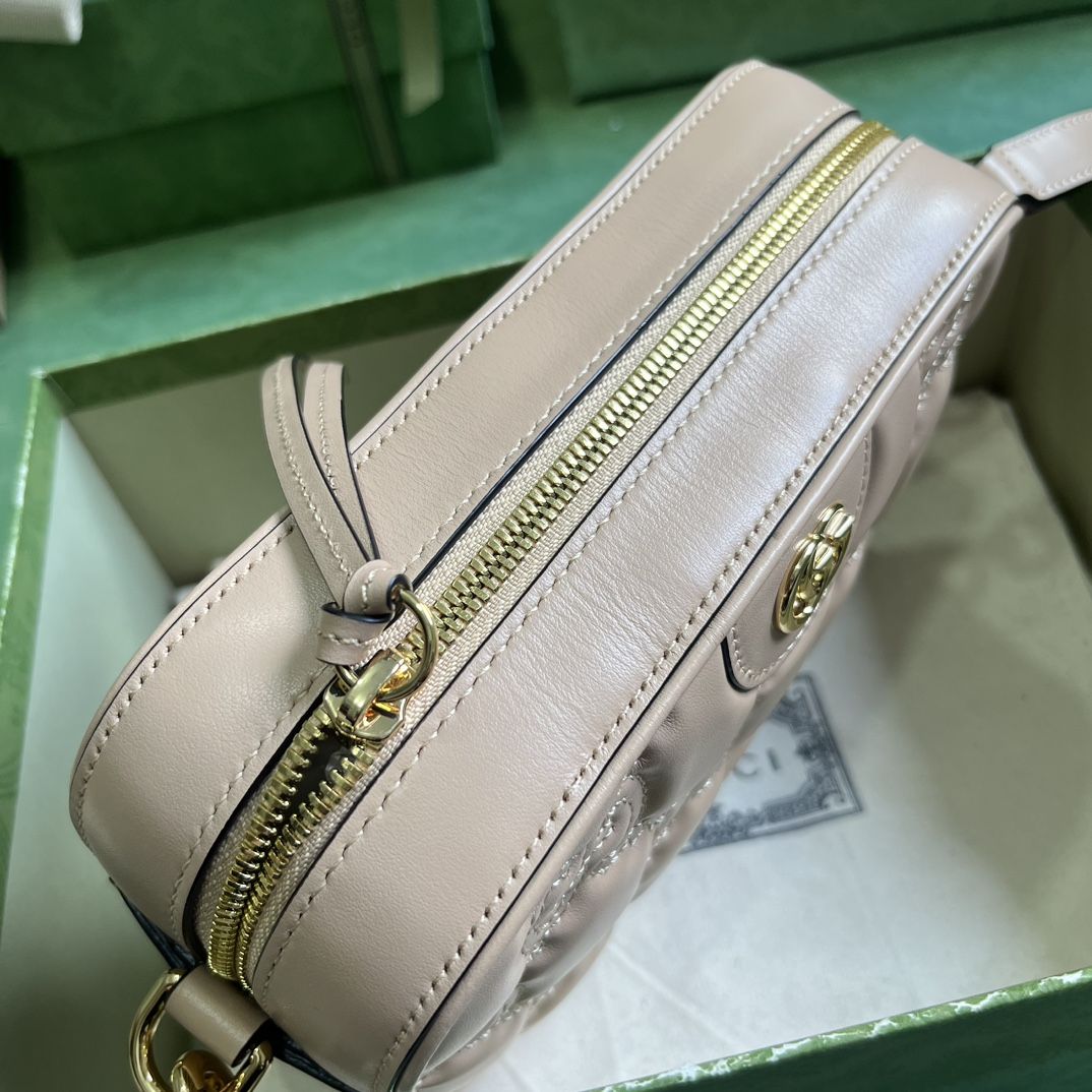 Gucci Gg Matelassé Small Bag Rose Beige Leather