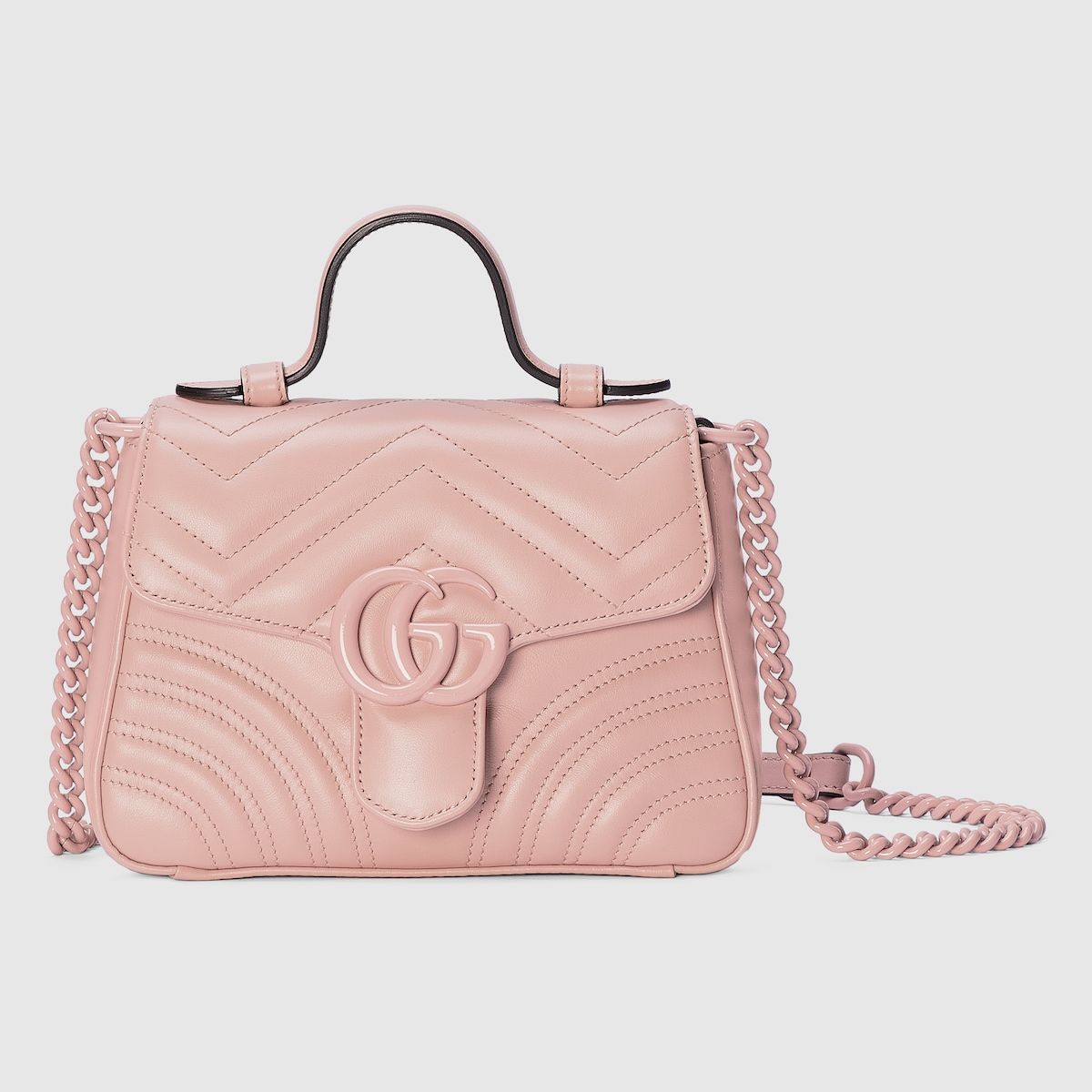 Gucci Gg Marmont Mini Top Handle Bag Light Pink Leather