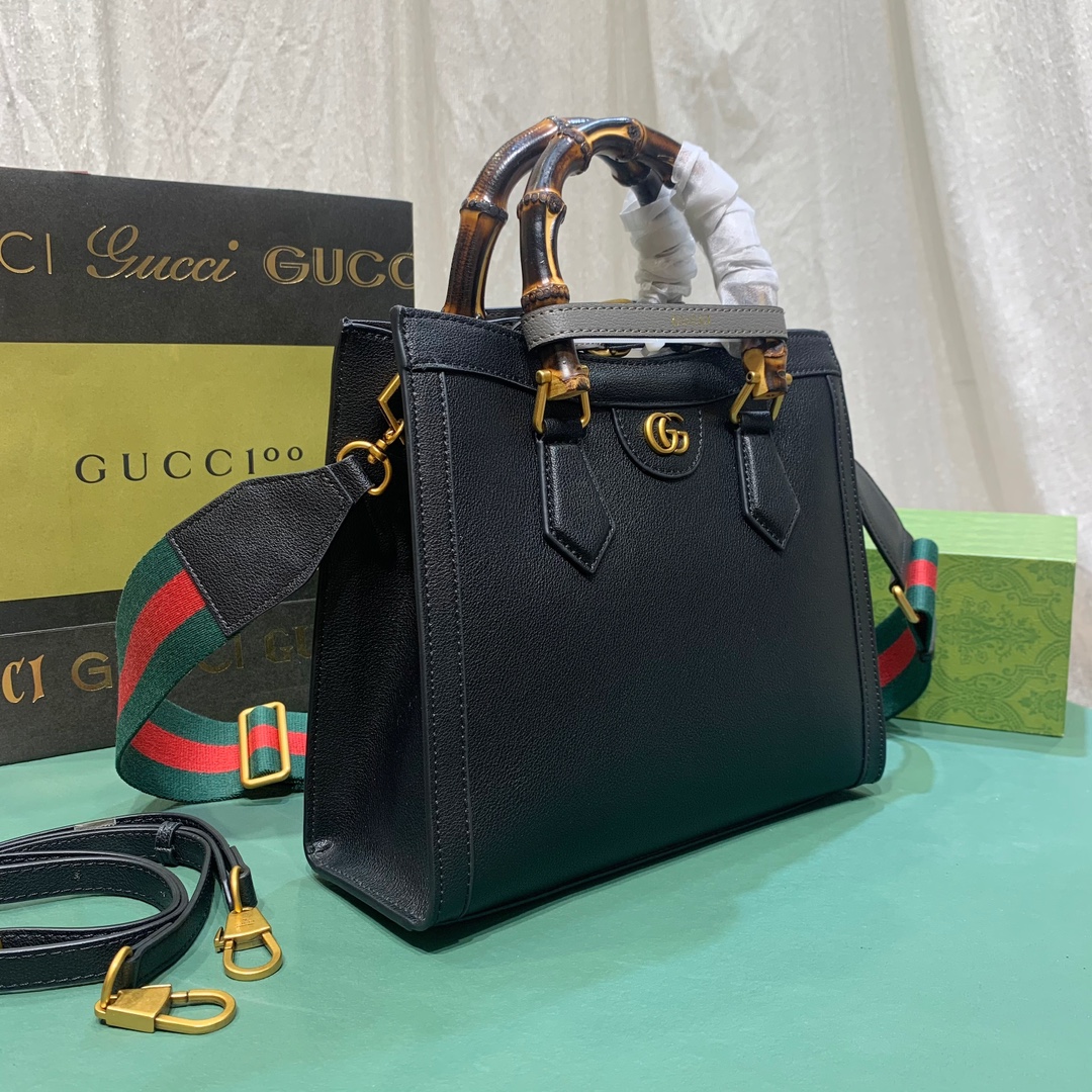 Gucci Diana Small Tote Bag Black Leather