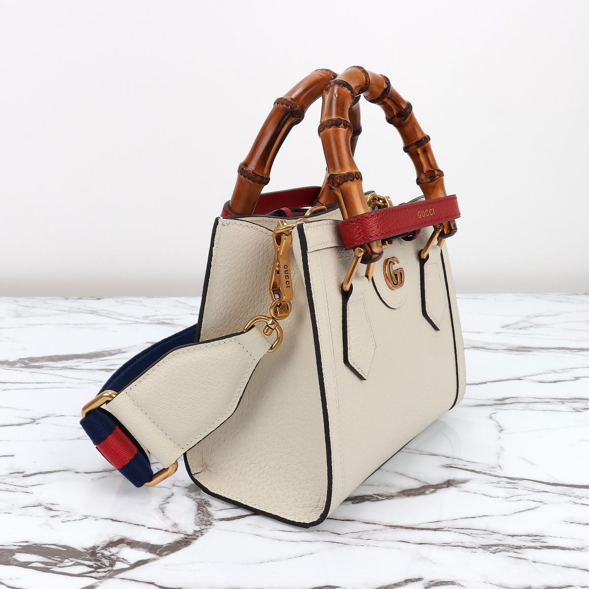 Gucci Diana Mini Tote Bag White Leather