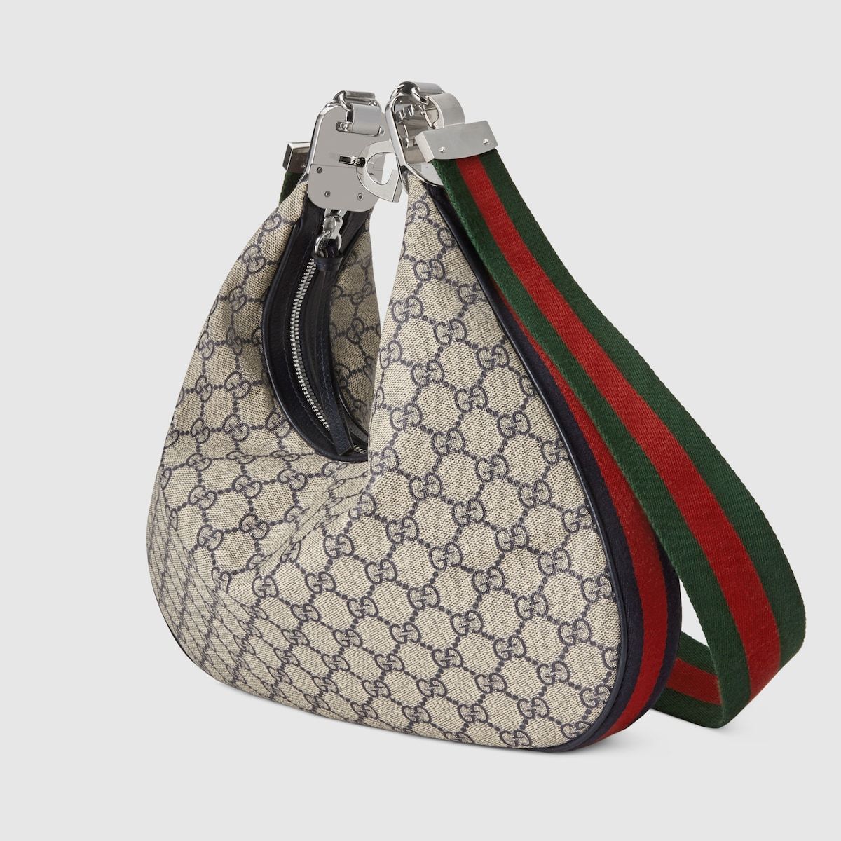 Gucci Attache Medium Shoulder Bag Beige And Blue Supreme