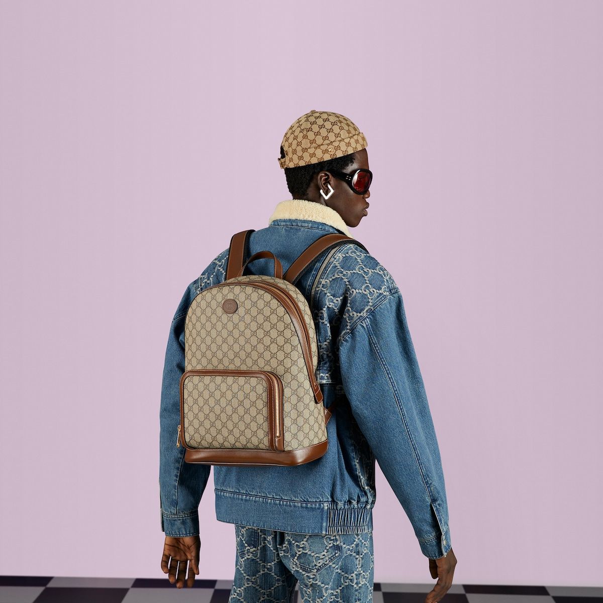 Gucci Backpack With Interlocking G Beige And Ebony Supreme