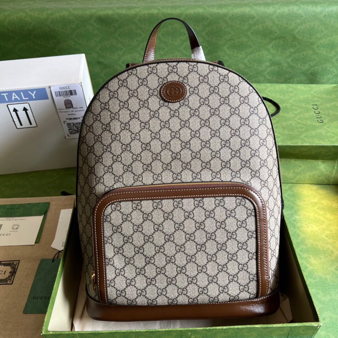 Gucci Backpack With Interlocking G Beige And Ebony Supreme