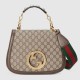 Gucci Blondie Medium Top Handle Bag Beige And Ebony Gg Supreme