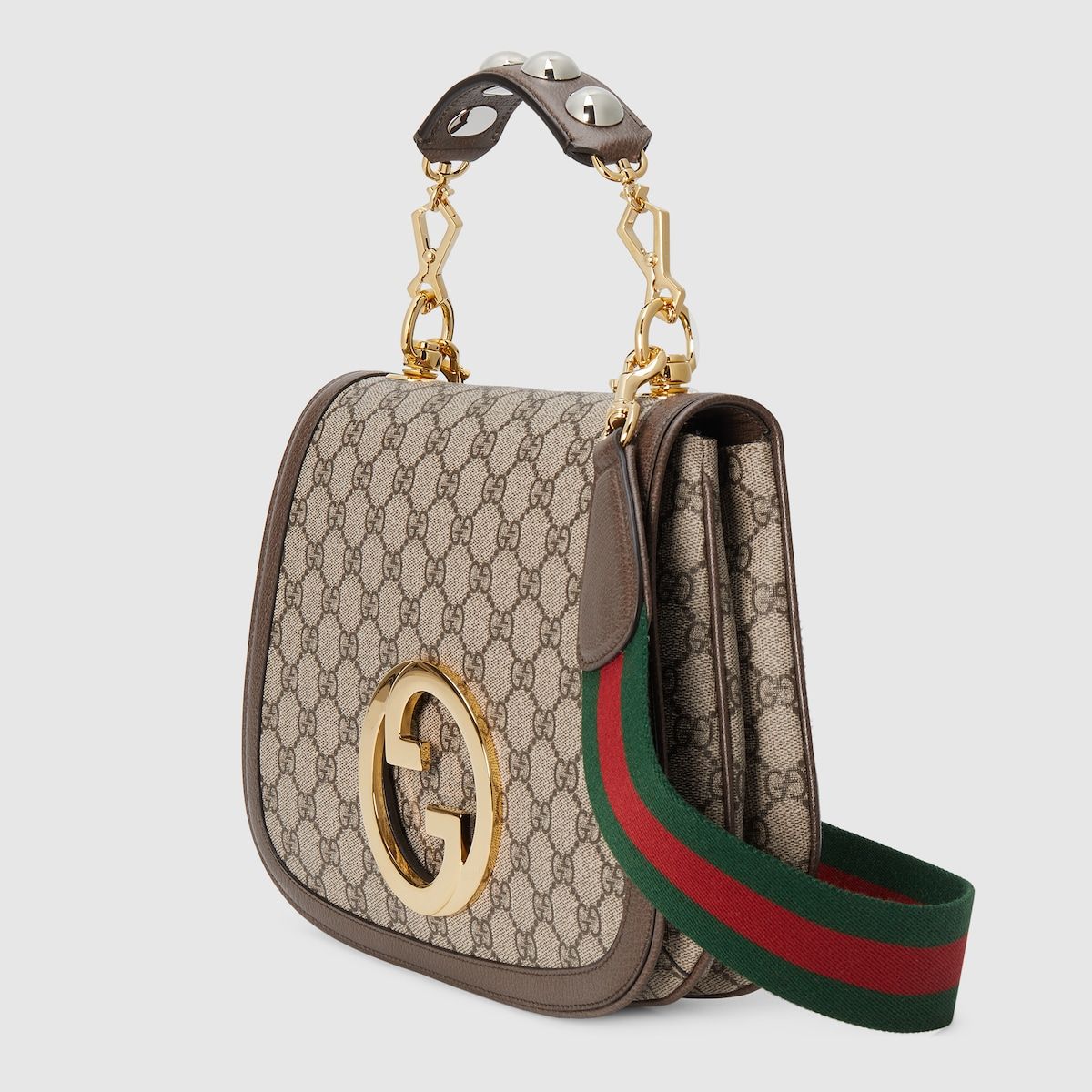 Gucci Blondie Medium Top Handle Bag Beige And Ebony Gg Supreme