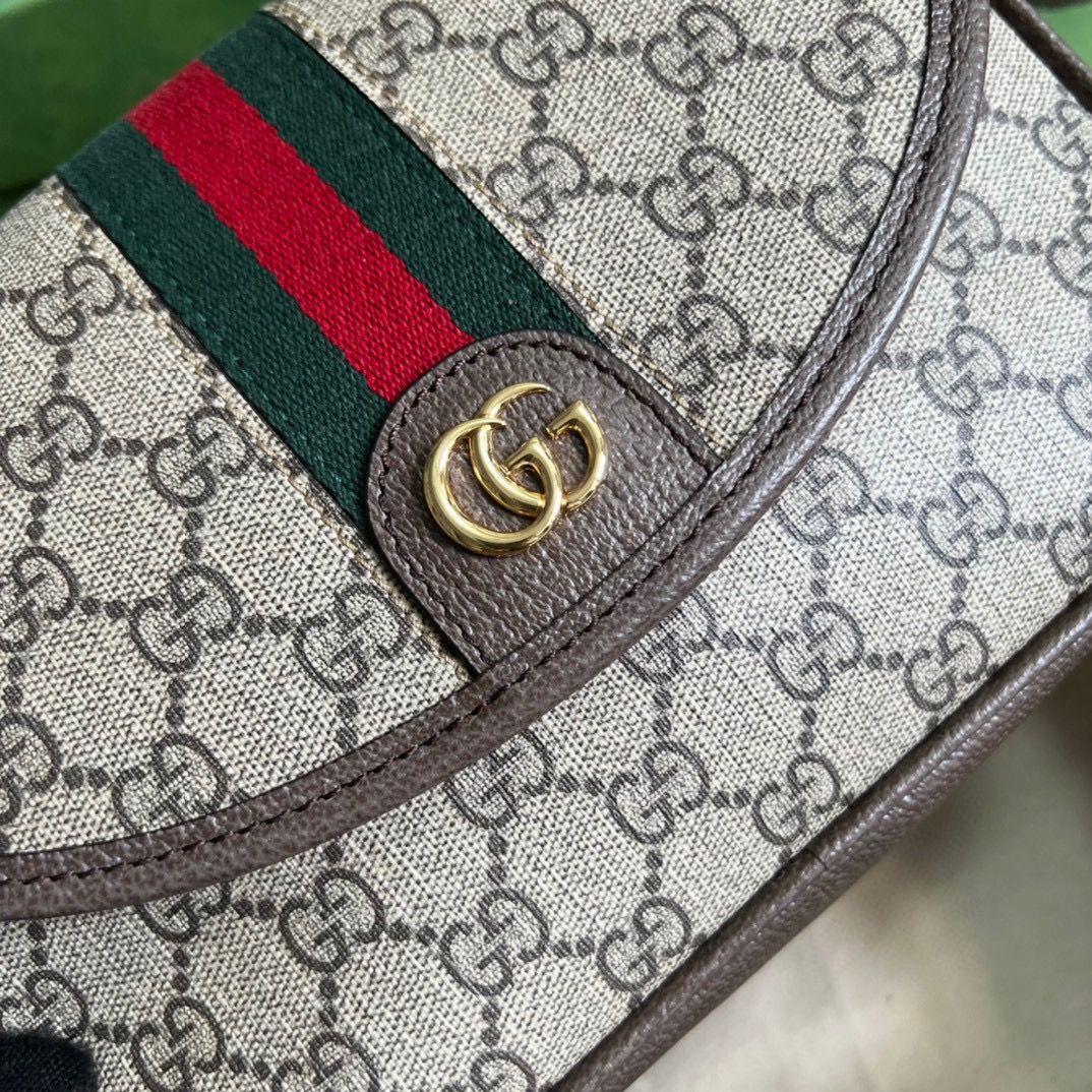 Gucci Ophidia Gg Small Shoulder Bag Beige And Ebony Gg Supreme