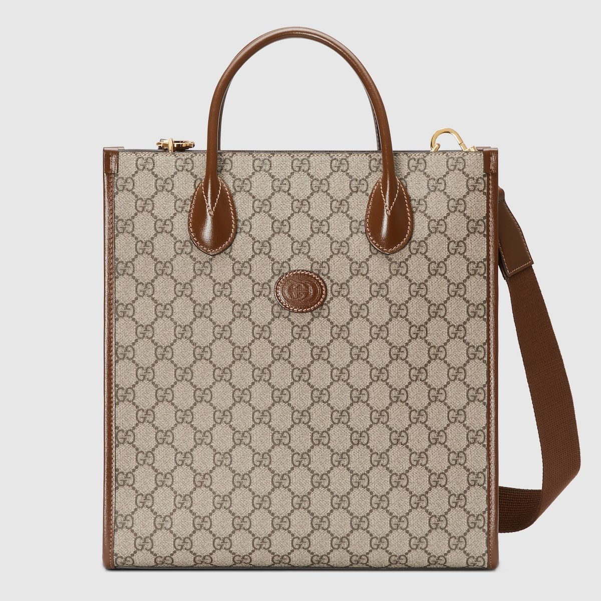 Gucci Small Tote With Interlocking G Beige And Ebony Supreme