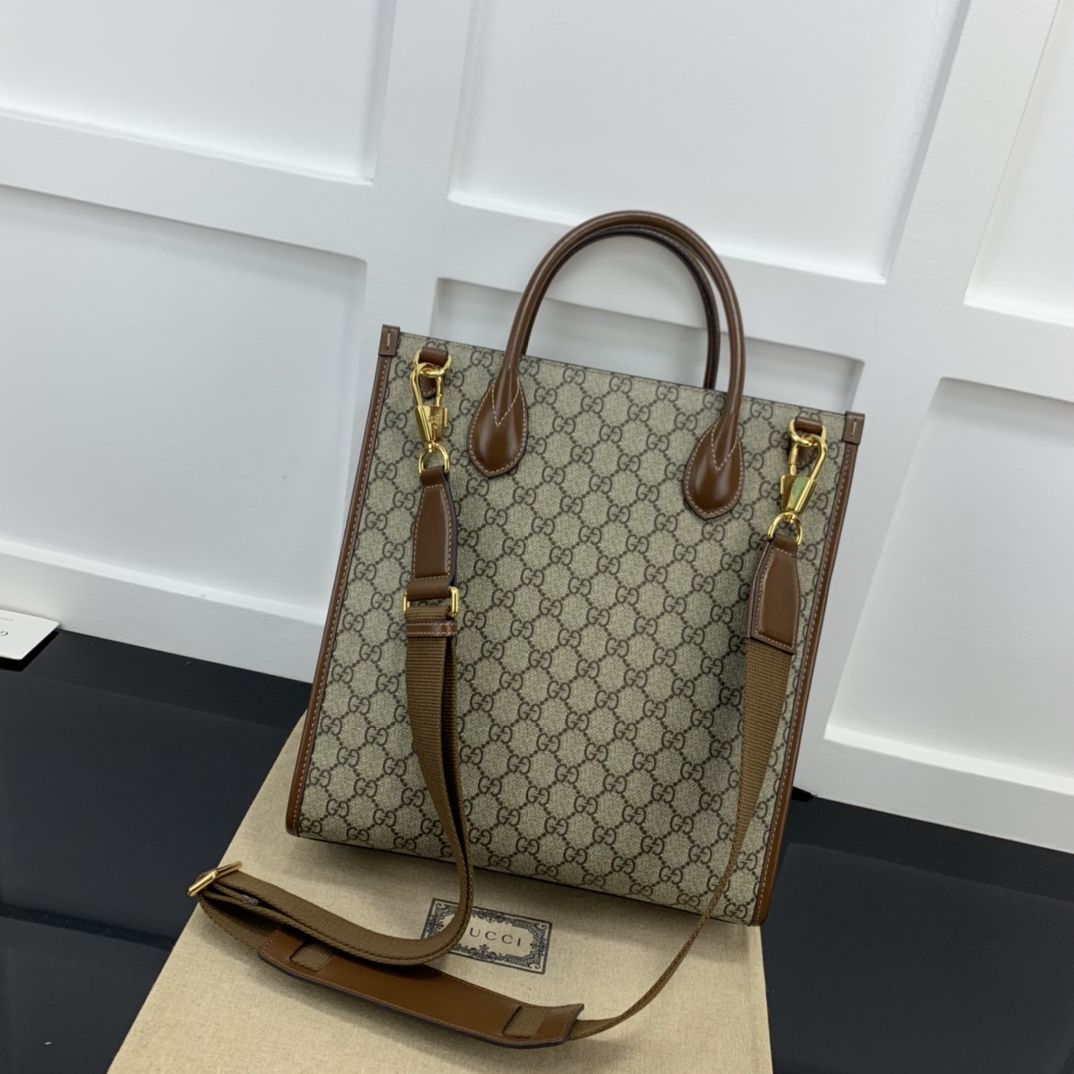 Gucci Small Tote With Interlocking G Beige And Ebony Supreme