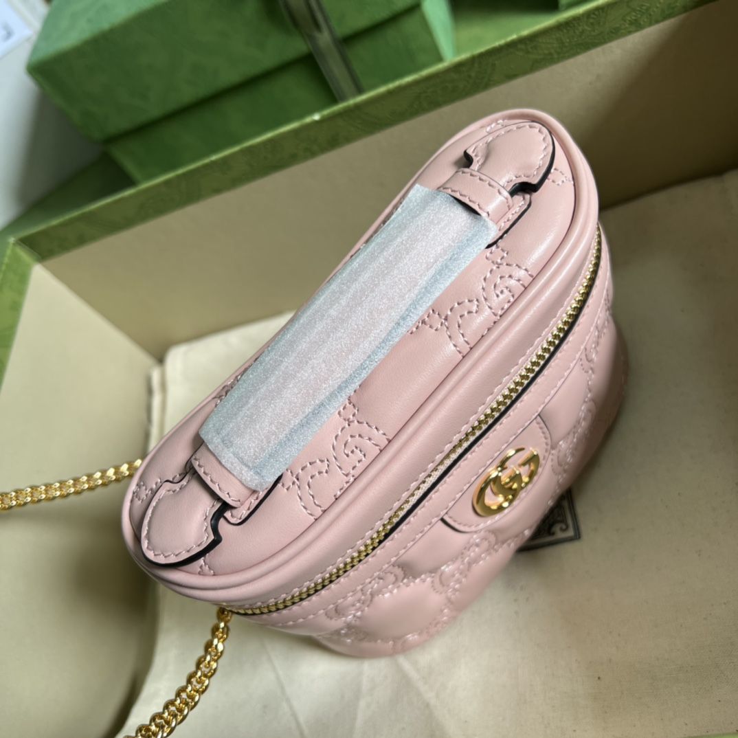 Gucci Gg Matelassé Top Handle Mini Bag Light Pink Leather