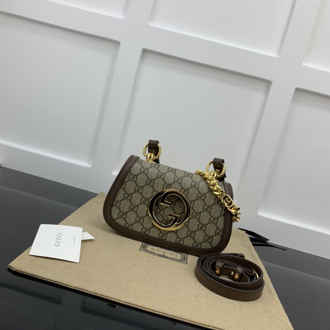 Gucci Blondie Mini Shoulder Bag Beige And Ebony Gg Supreme