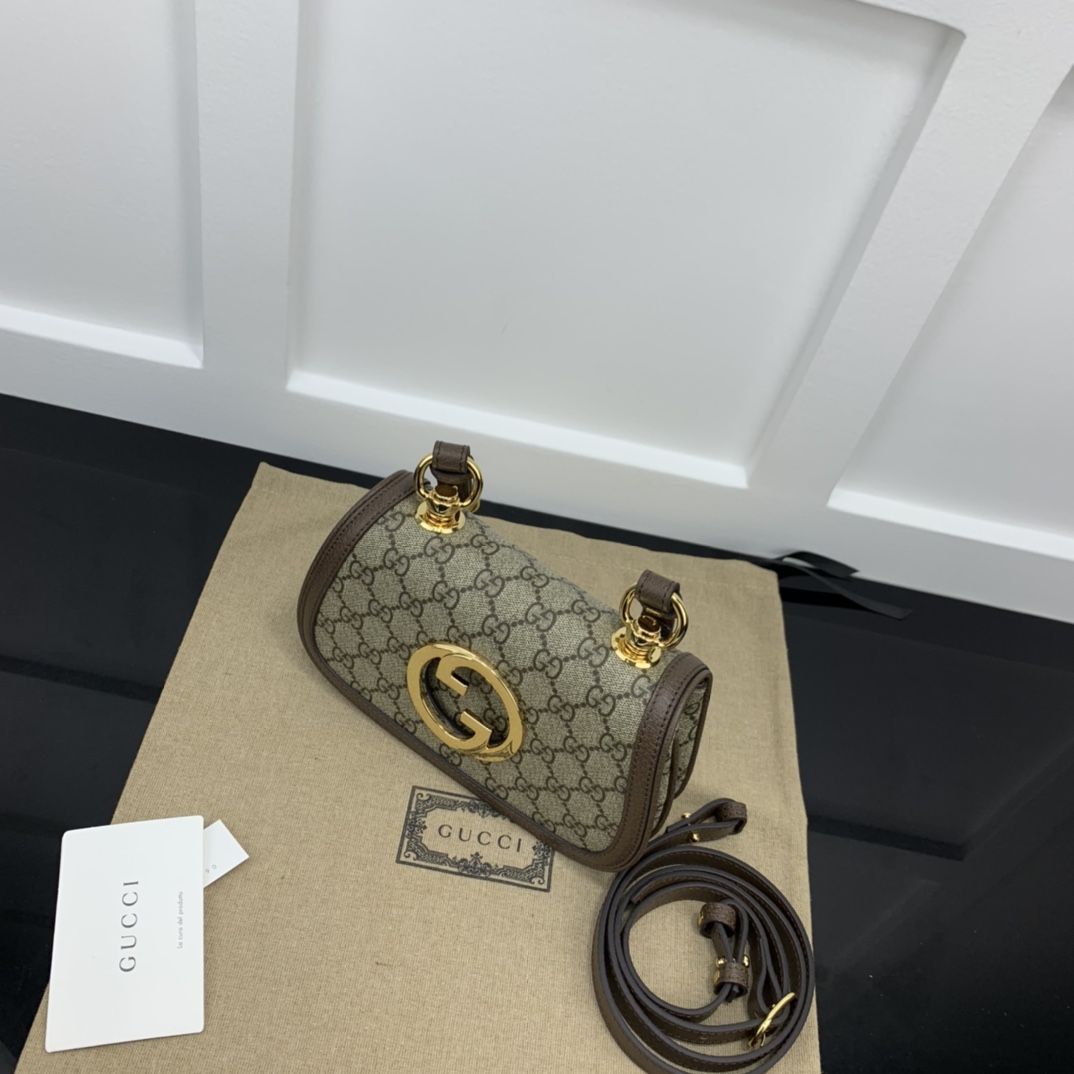 Gucci Blondie Mini Shoulder Bag Beige And Ebony Gg Supreme