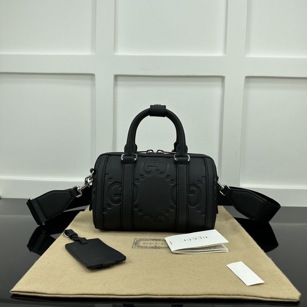 Gucci Jumbo Gg Mini Duffle Bag Black Leather