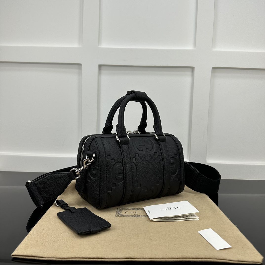 Gucci Jumbo Gg Mini Duffle Bag Black Leather