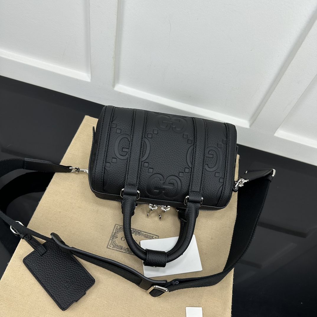 Gucci Jumbo Gg Mini Duffle Bag Black Leather