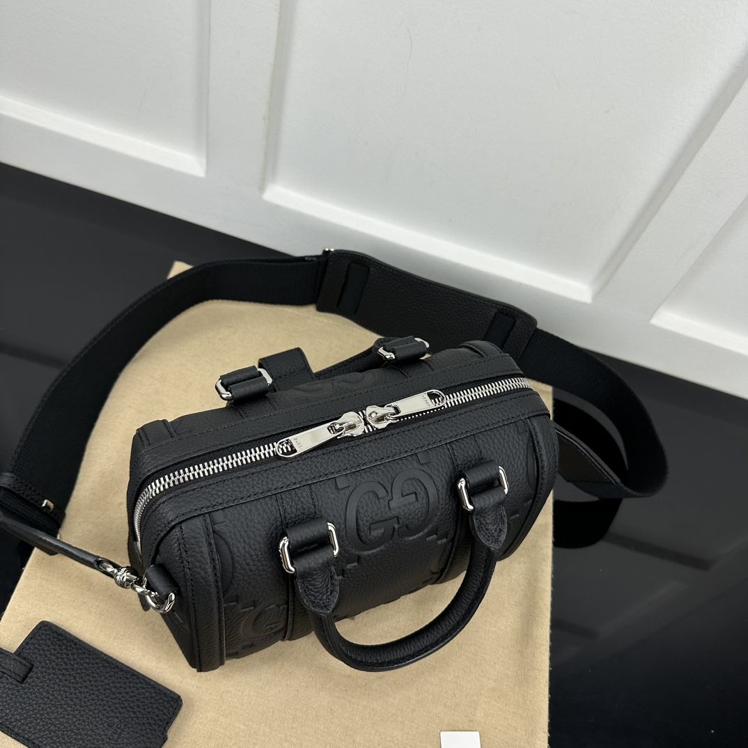 Gucci Jumbo Gg Mini Duffle Bag Black Leather