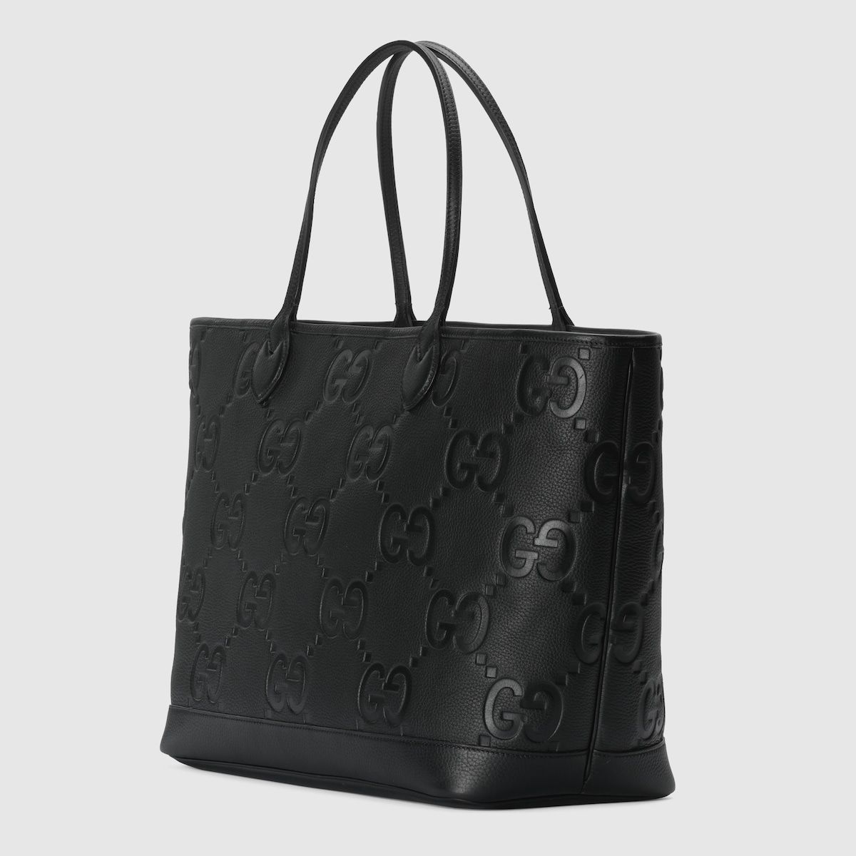 Gucci Jumbo Gg Large Tote Bag Black Leather