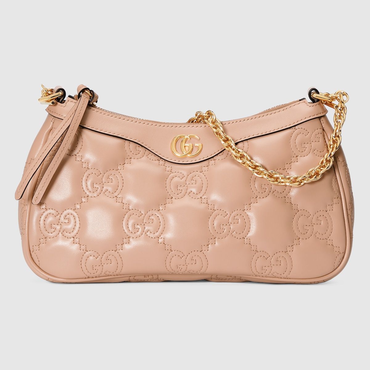 Gucci Gg Matelassé Handbag Rose Beige Leather