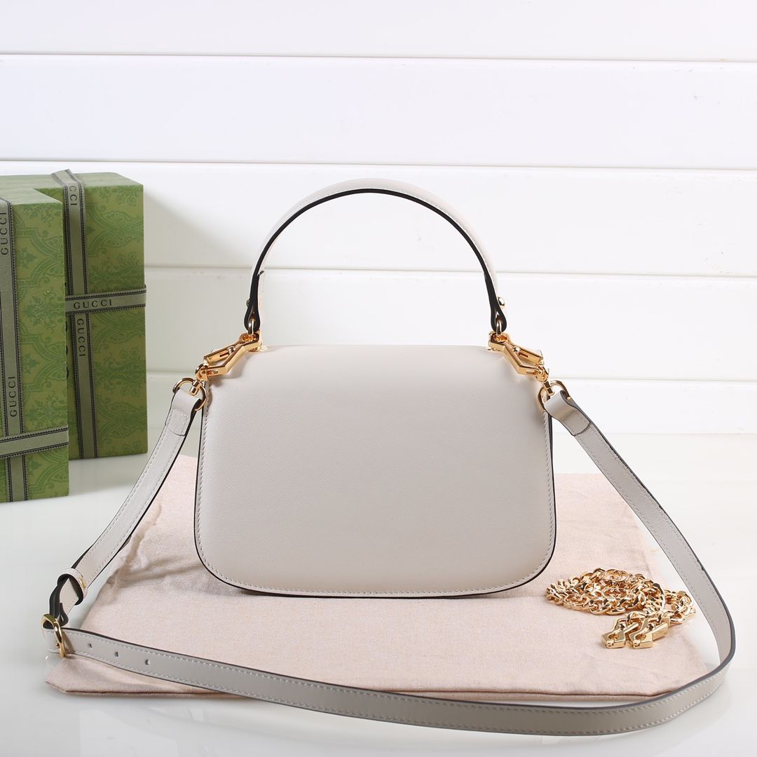 Gucci Blondie Small Top Handle Bag White Leather