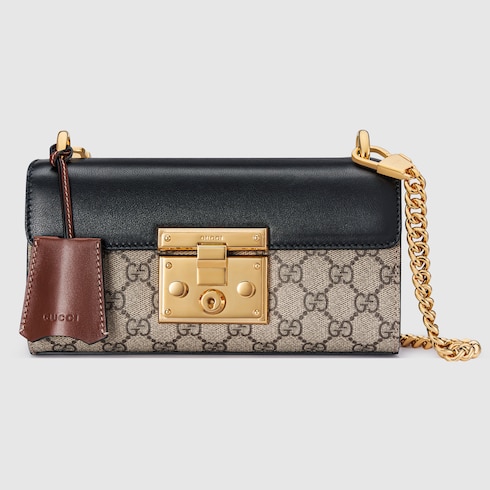 Gucci Padlock Mini Shoulder Bag Beige And Ebony Gg Supreme