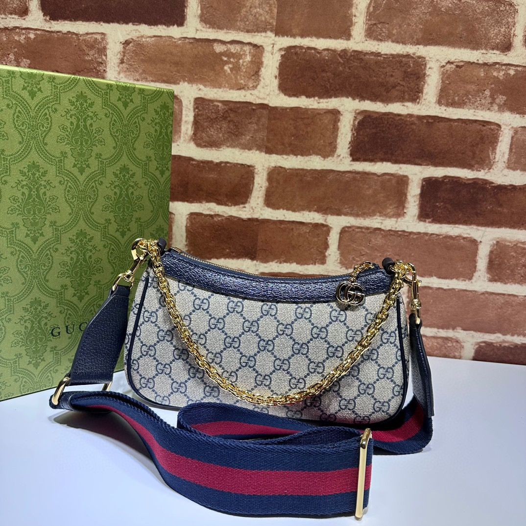 Gucci Ophidia Gg Small Handbag Beige And Blue Supreme