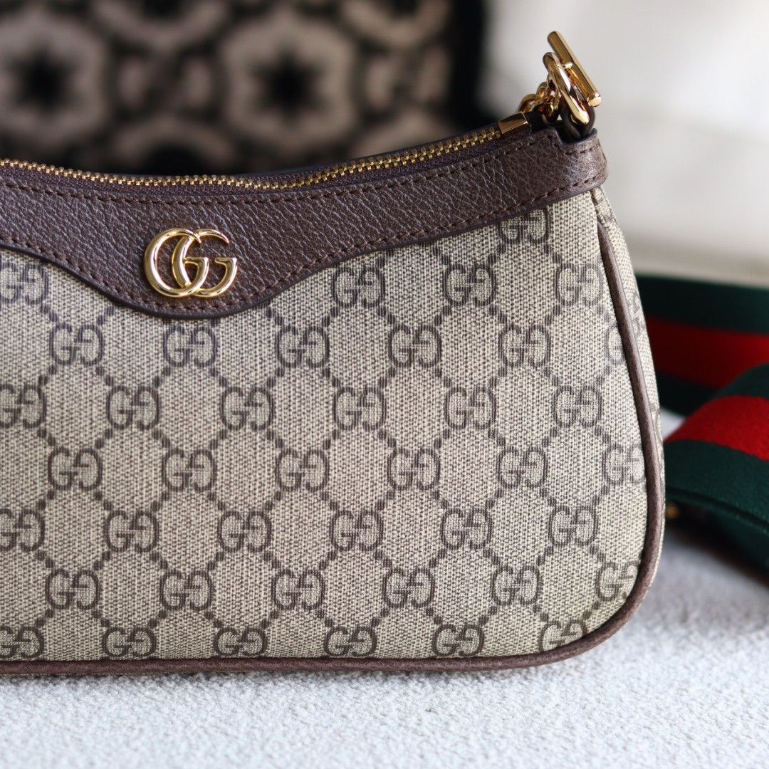 Gucci Ophidia Gg Small Handbag Beige And Ebony Supreme