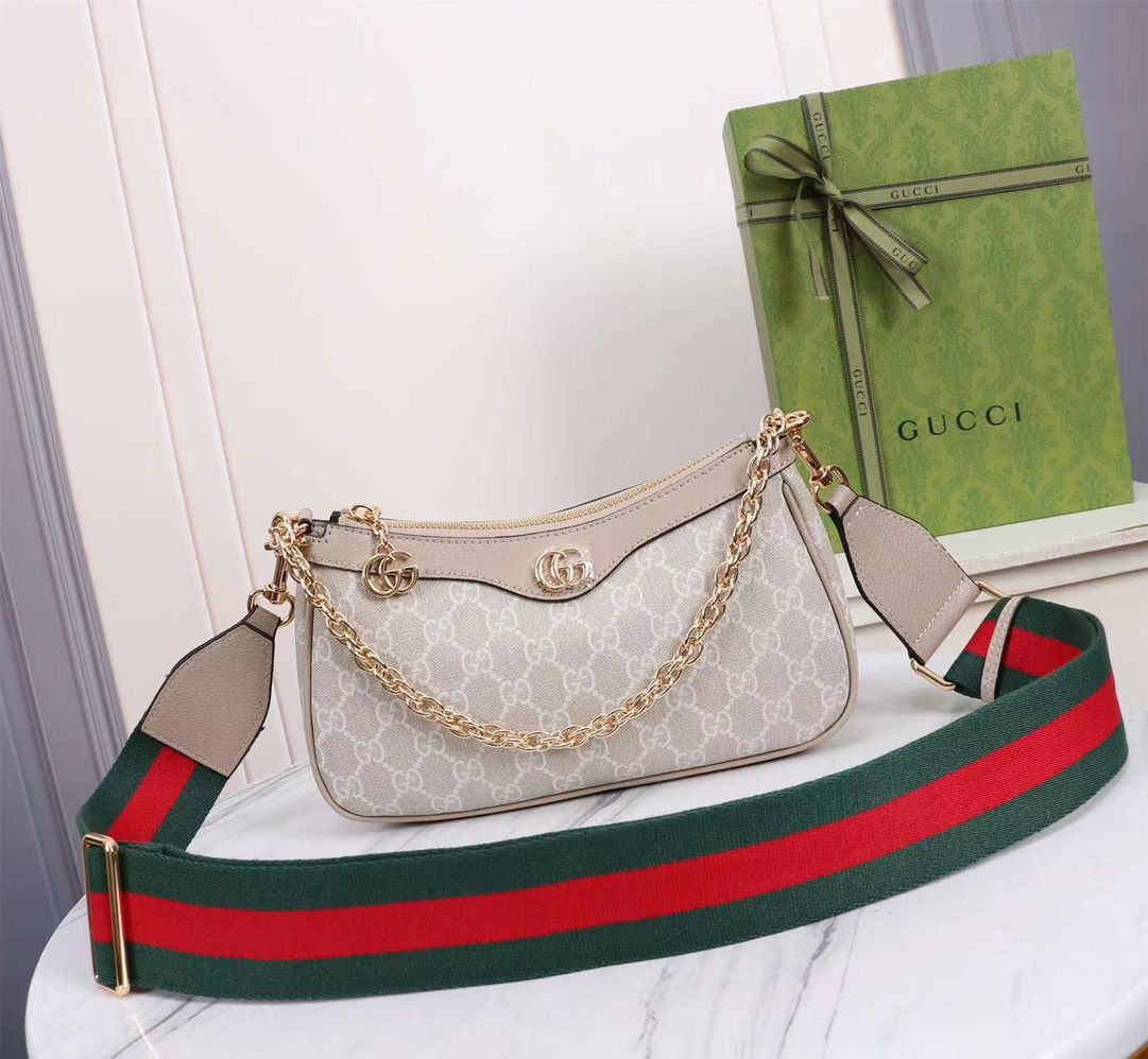 Gucci Ophidia Gg Small Handbag Beige And White Gg Supreme