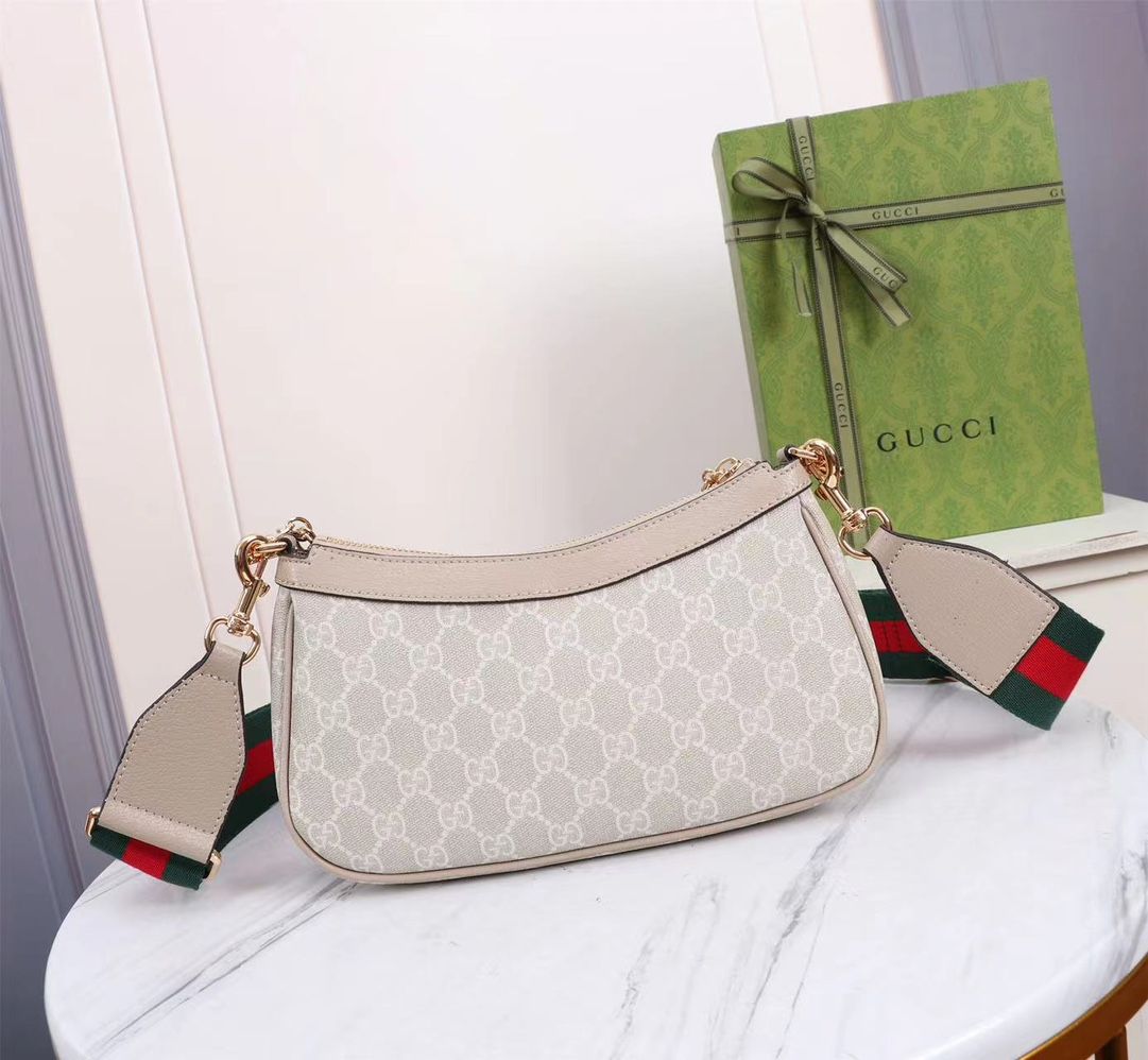 Gucci Ophidia Gg Small Handbag Beige And White Gg Supreme