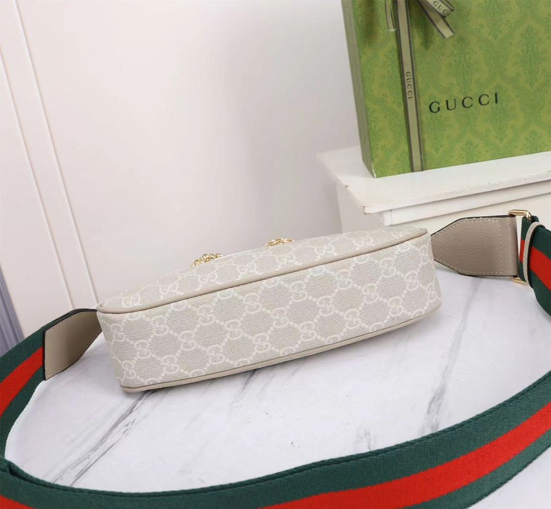 Gucci Ophidia Gg Small Handbag Beige And White Gg Supreme