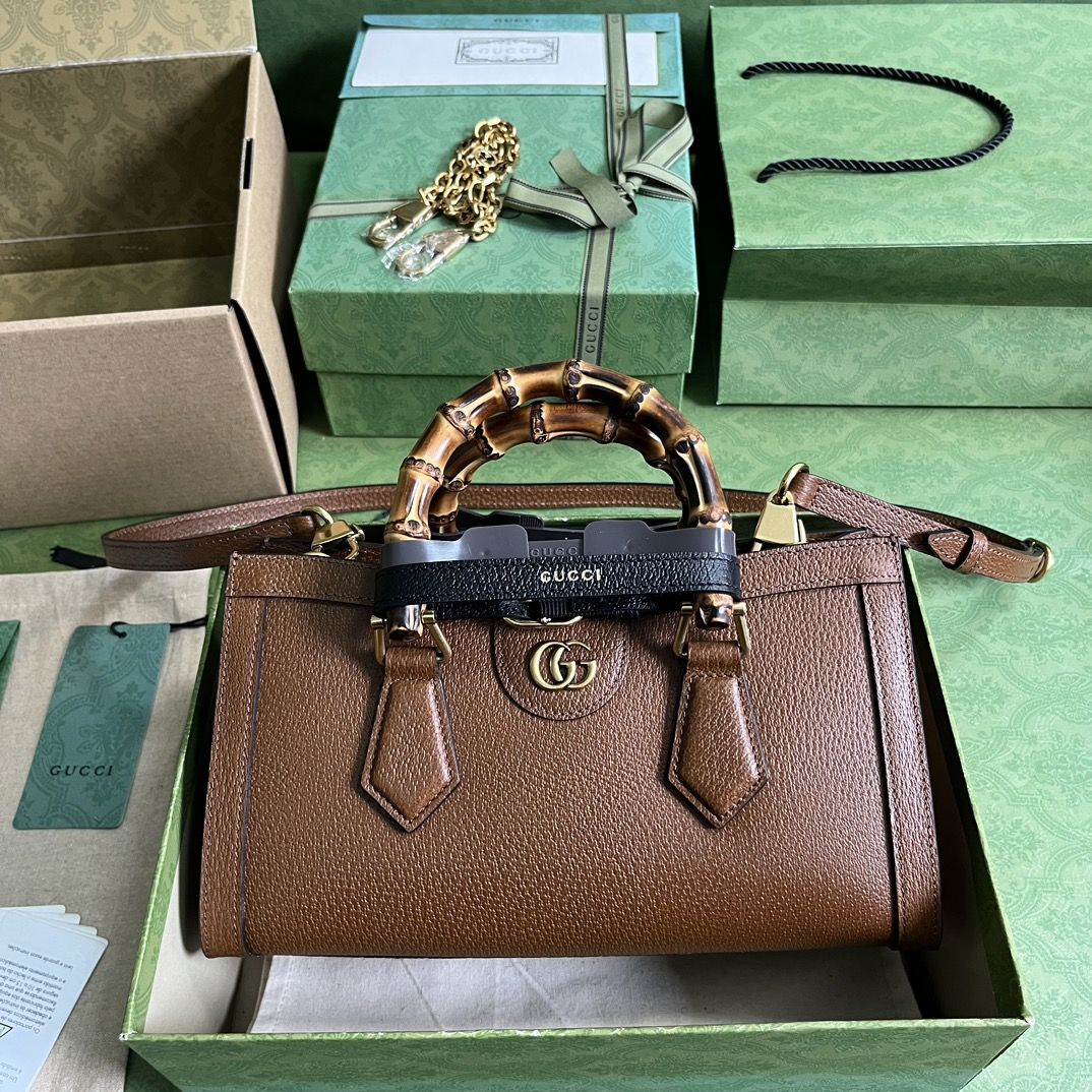 Gucci Diana Small Shoulder Bag Brown Leather