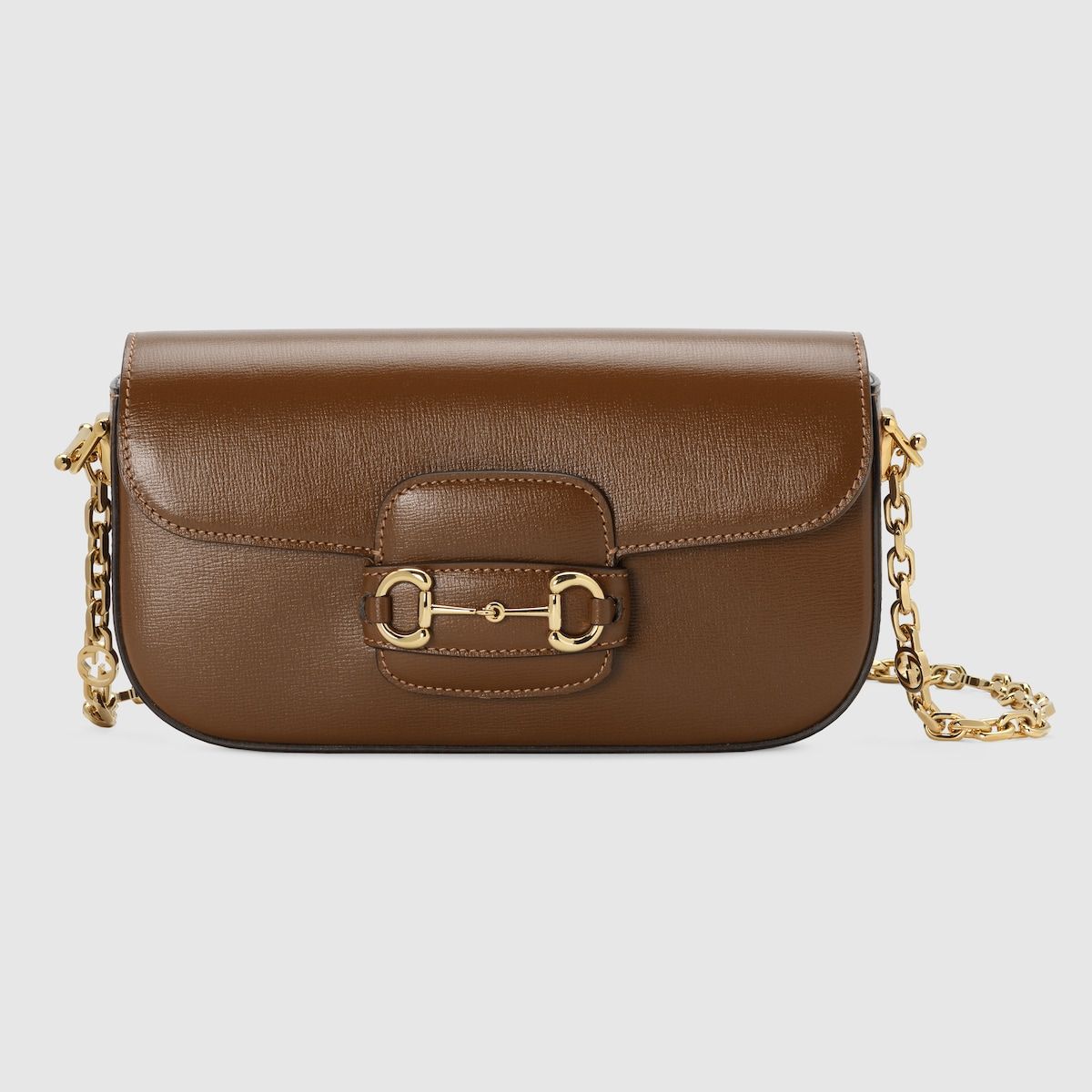 Gucci Horsebit 1955 Small Shoulder Bag Brown Leather