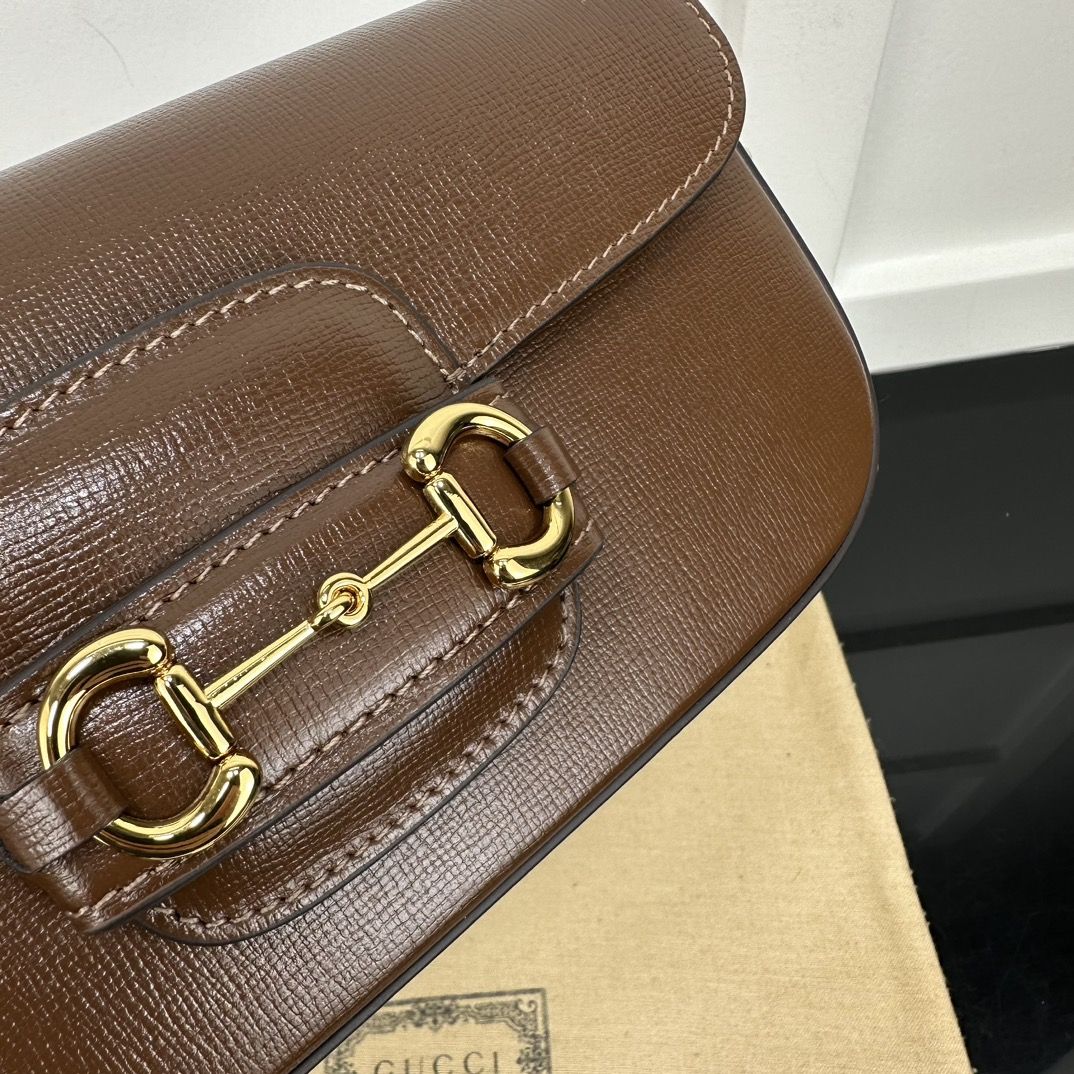 Gucci Horsebit 1955 Small Shoulder Bag Brown Leather