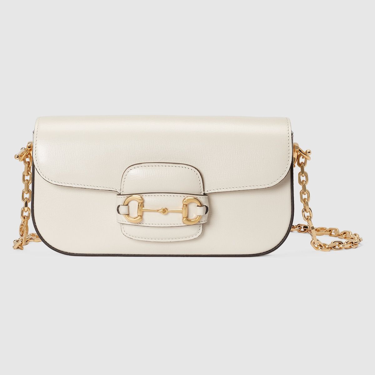 Gucci Horsebit 1955 Small Shoulder Bag White Leather