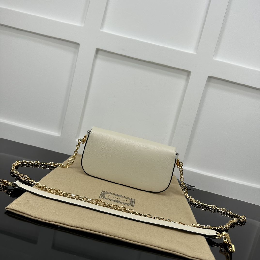 Gucci Horsebit 1955 Small Shoulder Bag White Leather