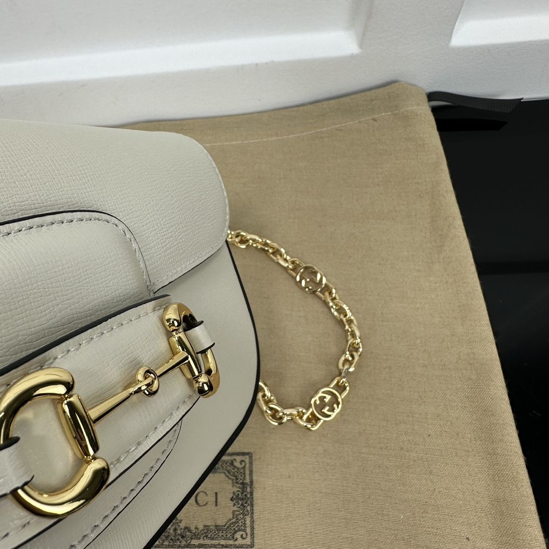 Gucci Horsebit 1955 Small Shoulder Bag White Leather