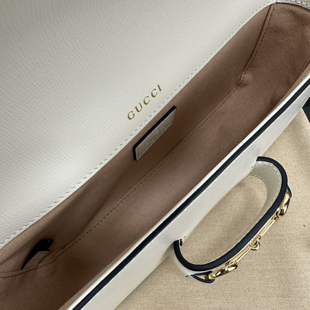 Gucci Horsebit 1955 Small Shoulder Bag White Leather