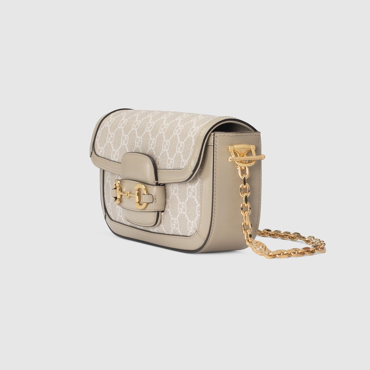 Gucci Horsebit 1955 Shoulder Bag Beige And White