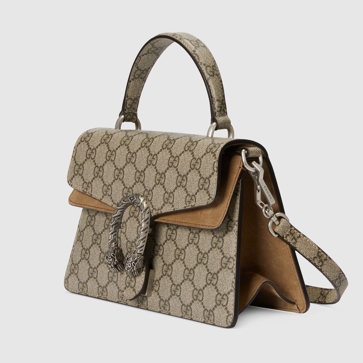 Gucci Small Dionysus Top Handle Bag Beige And Ebony Supreme