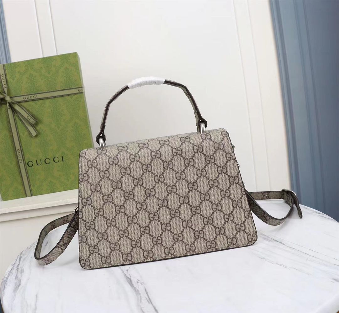 Gucci Small Dionysus Top Handle Bag Beige And Ebony Supreme