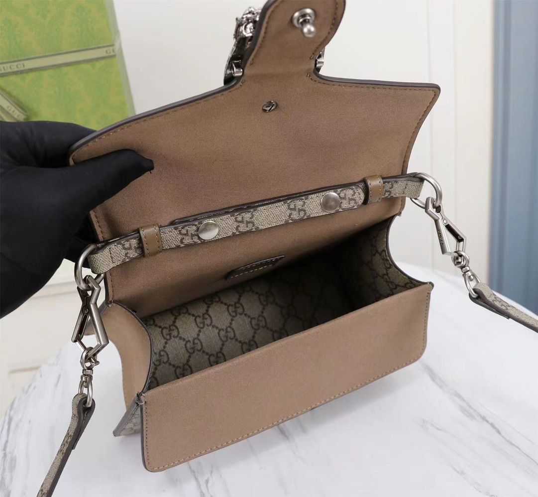 Gucci Small Dionysus Top Handle Bag Beige And Ebony Supreme