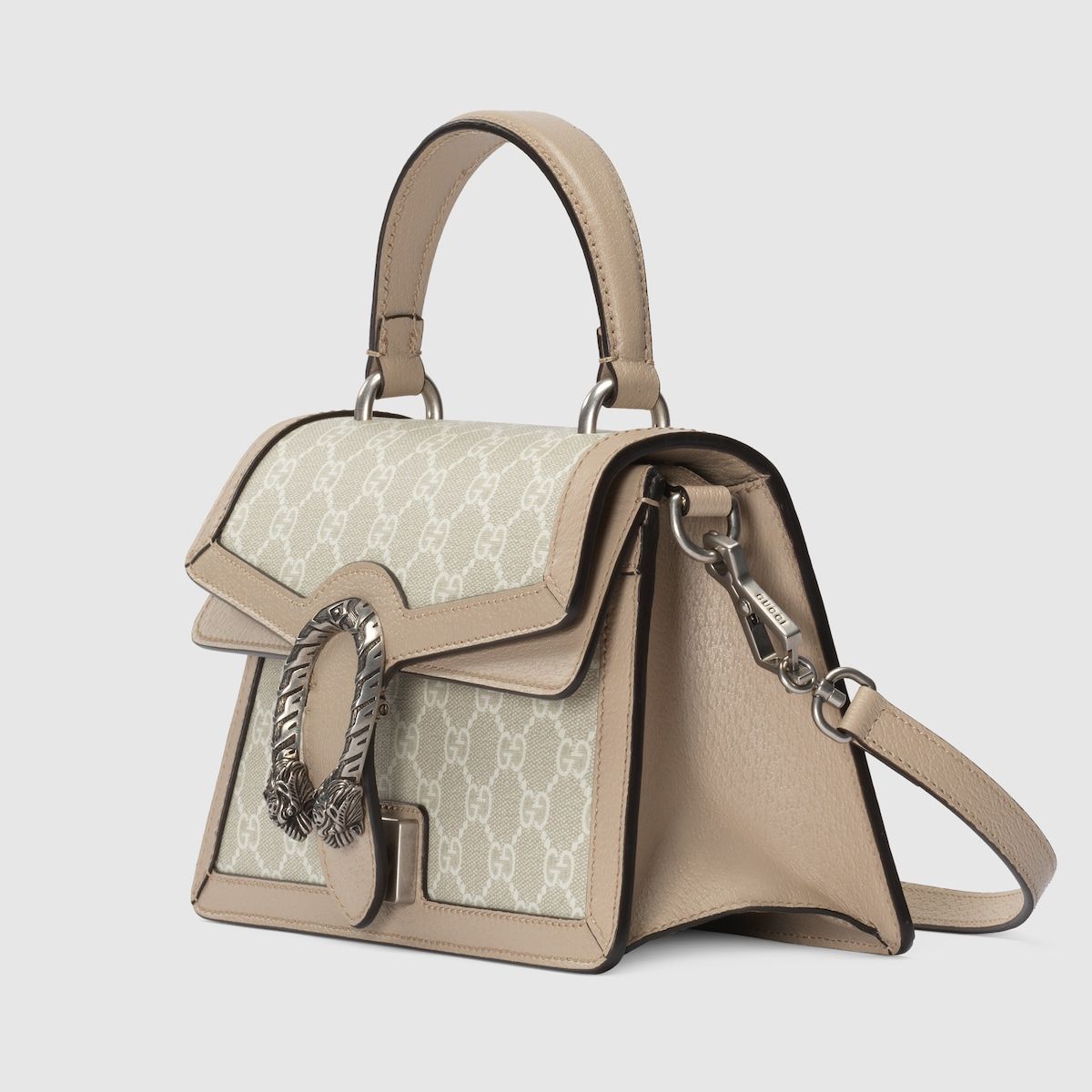 Gucci Small Dionysus Top Handle Bag Beige And White Supreme