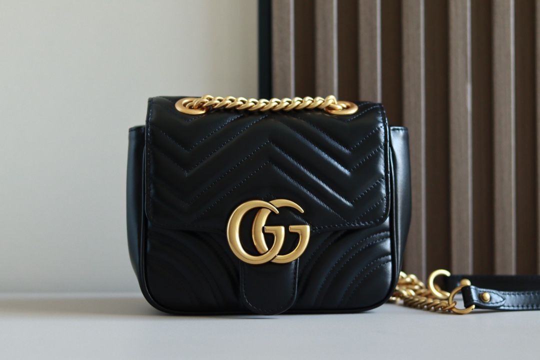 Gucci Gg Marmont Mini Shoulder Bag Black Leather